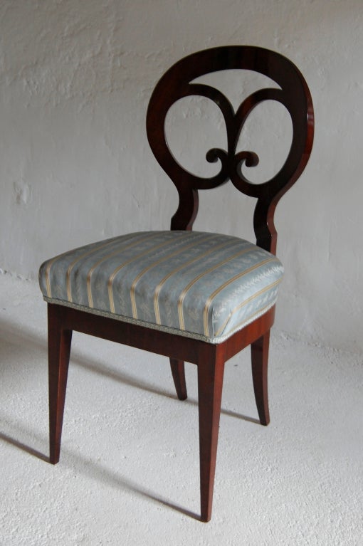 Set of Three Exceptional Biedermeier Side Chairs