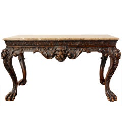 18th Century Italian Baroque Carved Table with Breche Marble Top