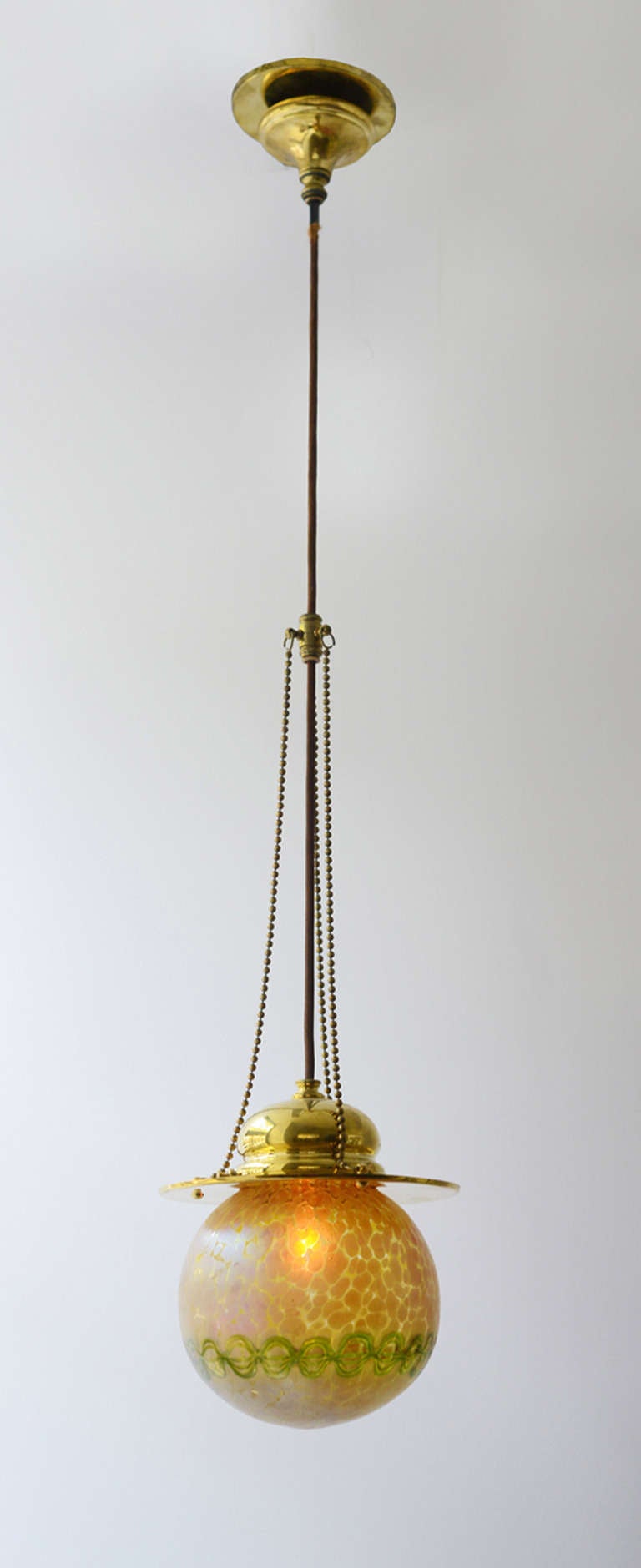 Precious Vienna Secession Hanging Lamp by Loetz Witwe For Sale 4