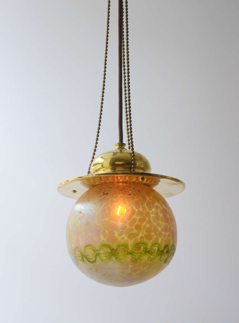 20th Century Precious Vienna Secession Hanging Lamp by Loetz Witwe For Sale