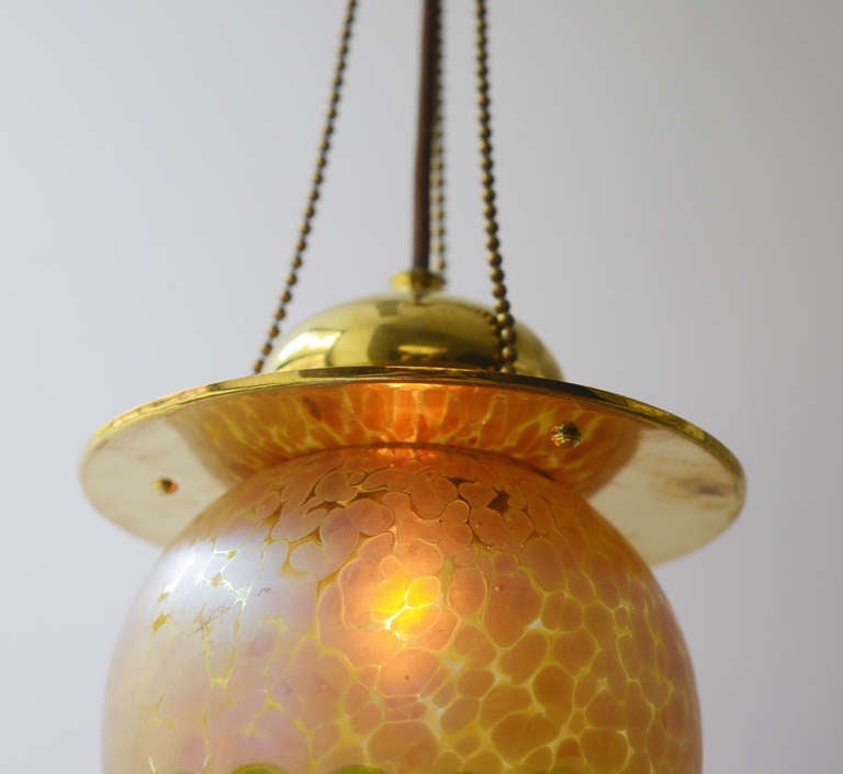 Precious Vienna Secession Hanging Lamp by Loetz Witwe For Sale 1