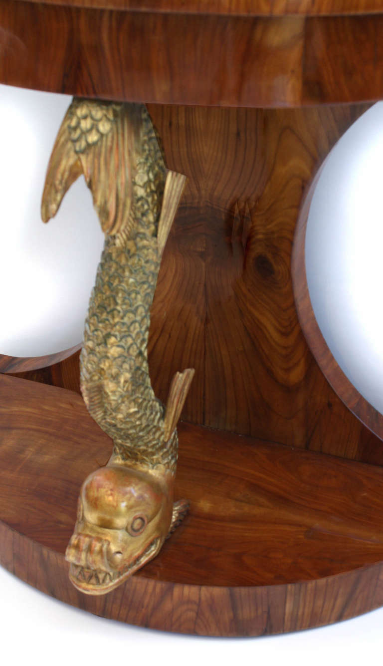 Neoclassical Cherry Console with Gilt Sea Creature