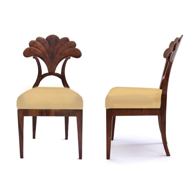 Austrian Set of Four Biedermeier Palmette Side Chairs For Sale