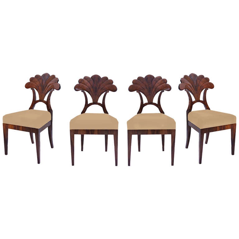 Set of Four Biedermeier Palmette Side Chairs For Sale