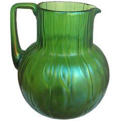 Art Nouveau Glass Pitcher by Loetz Witwe