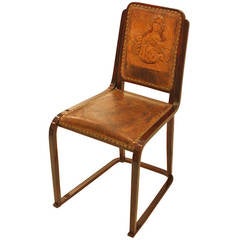 Tooled Leather and Bentwood Chair Designed by Josef Hoffmann, c. 1905
