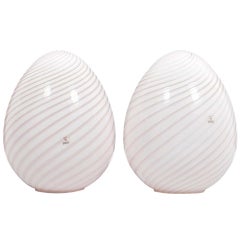 A Pair of Vetri Murano Glass Egg Lamps.