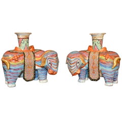 A Fine Pair of Chinese Export Elephant Candlesticks