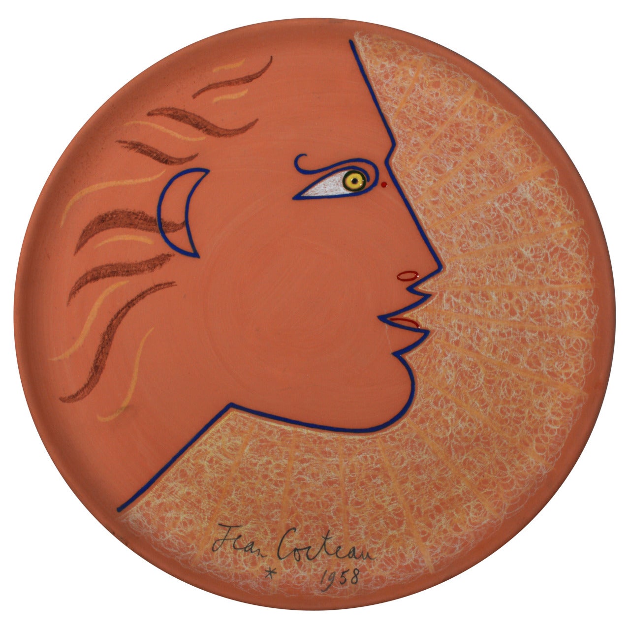 Jean Cocteau Terracotta Pottery Dish