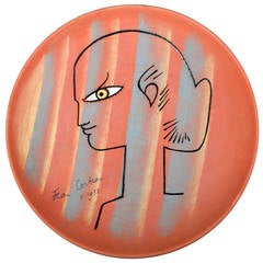 Large Jean Cocteau Terracotta Pottery Dish