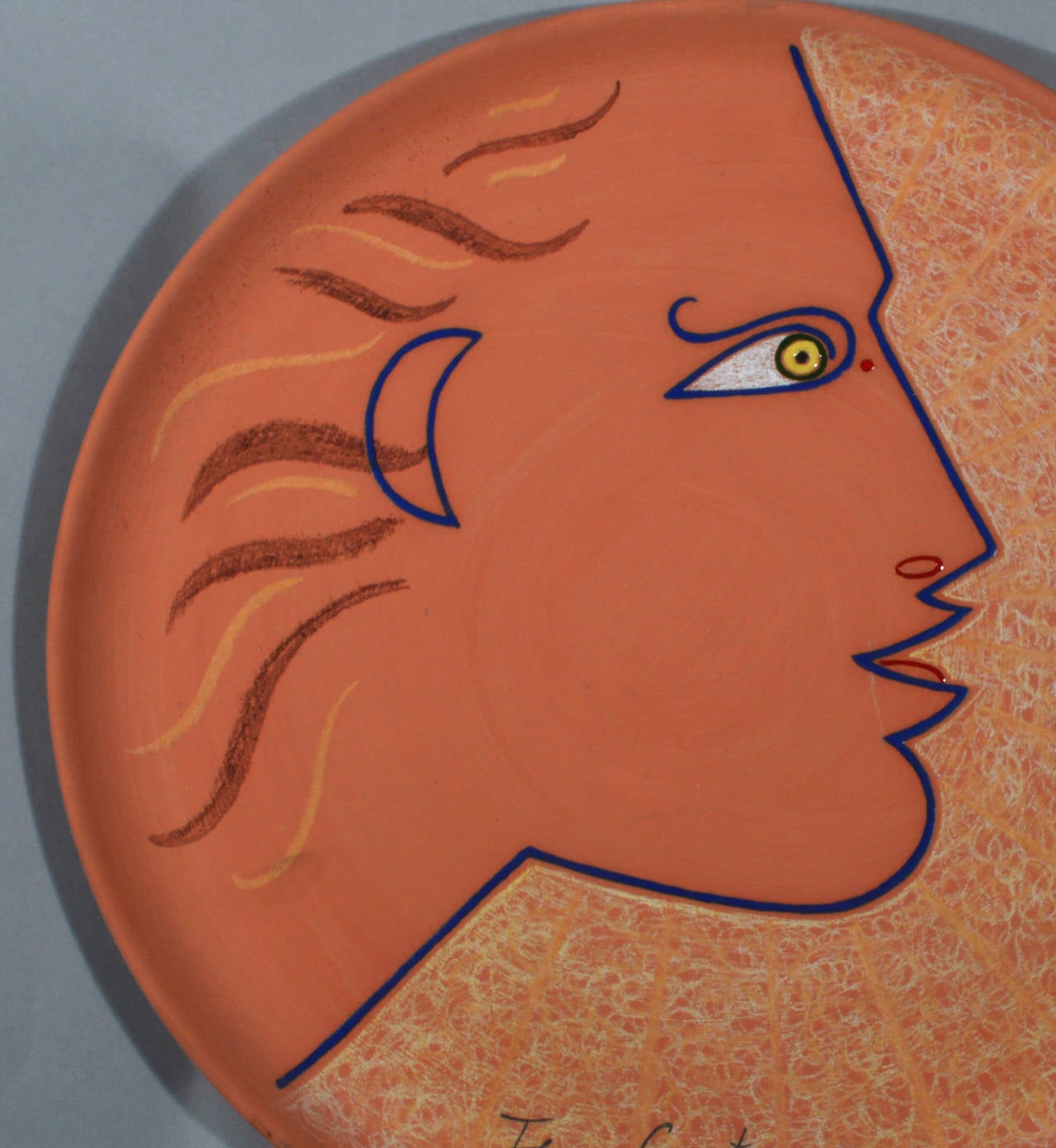 Mid-Century Modern Jean Cocteau Terracotta Pottery Dish