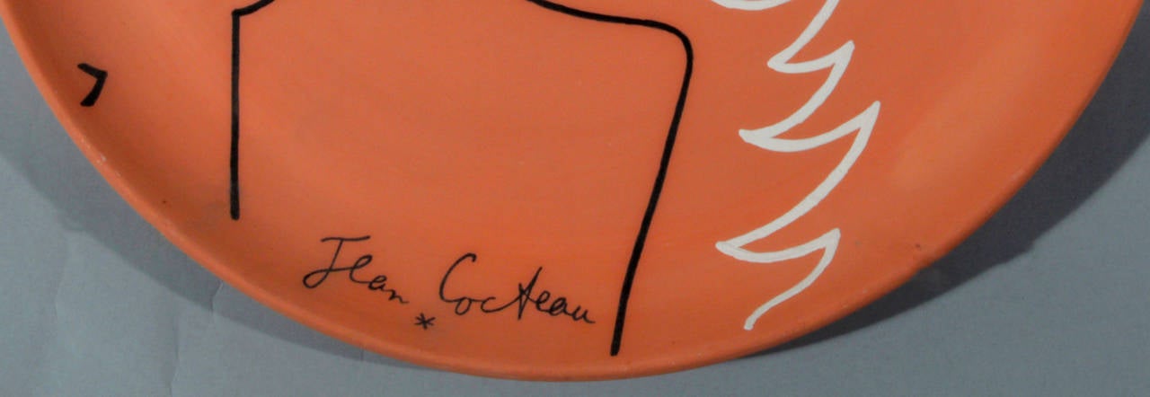 Mid-Century Modern Jean Cocteau Terracotta Pottery Dish
