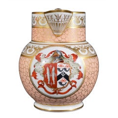 A Large Chamberlain Worcester Porcelain Armorial Jug