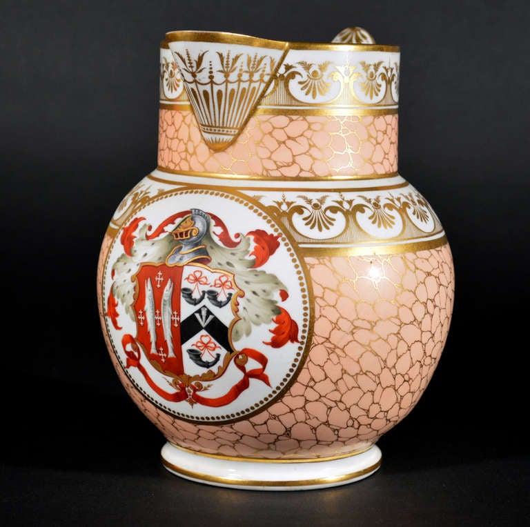 A Large Chamberlain Worcester Porcelain Armorial Jug