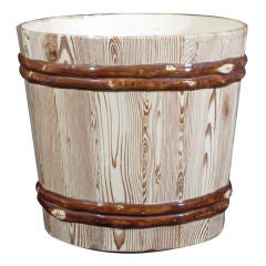 A Fine Large Creil 
Montereau Faux Bois Pottery Jardiniere