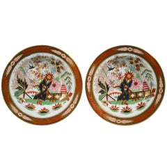 A Pair of Flight, Barr & Barr Worcester Porcelain Fence Pattern Soup Plates