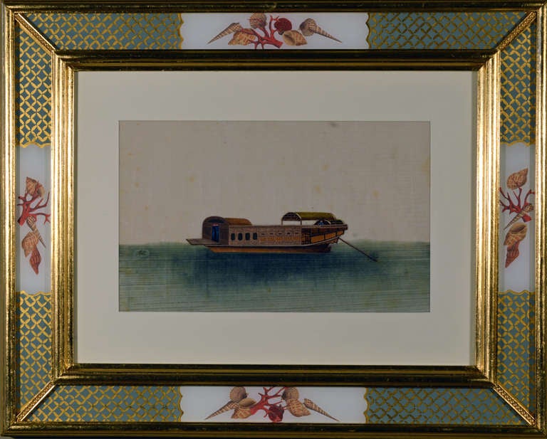 Set of Six 19th Century China Trade Paintings of Chinese Sampans and Junks 2