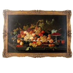 A Large European Still Life Painting of Fruit