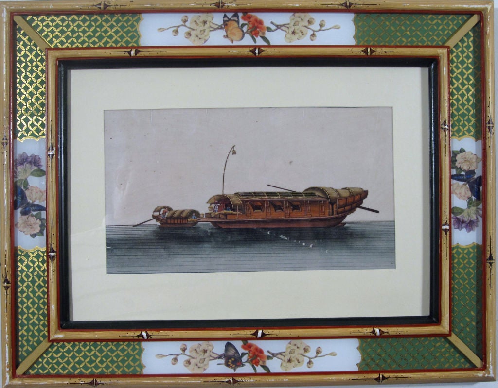 19th Century A Set of Six Chinese Watercolours of Chinese Junks and Sampans