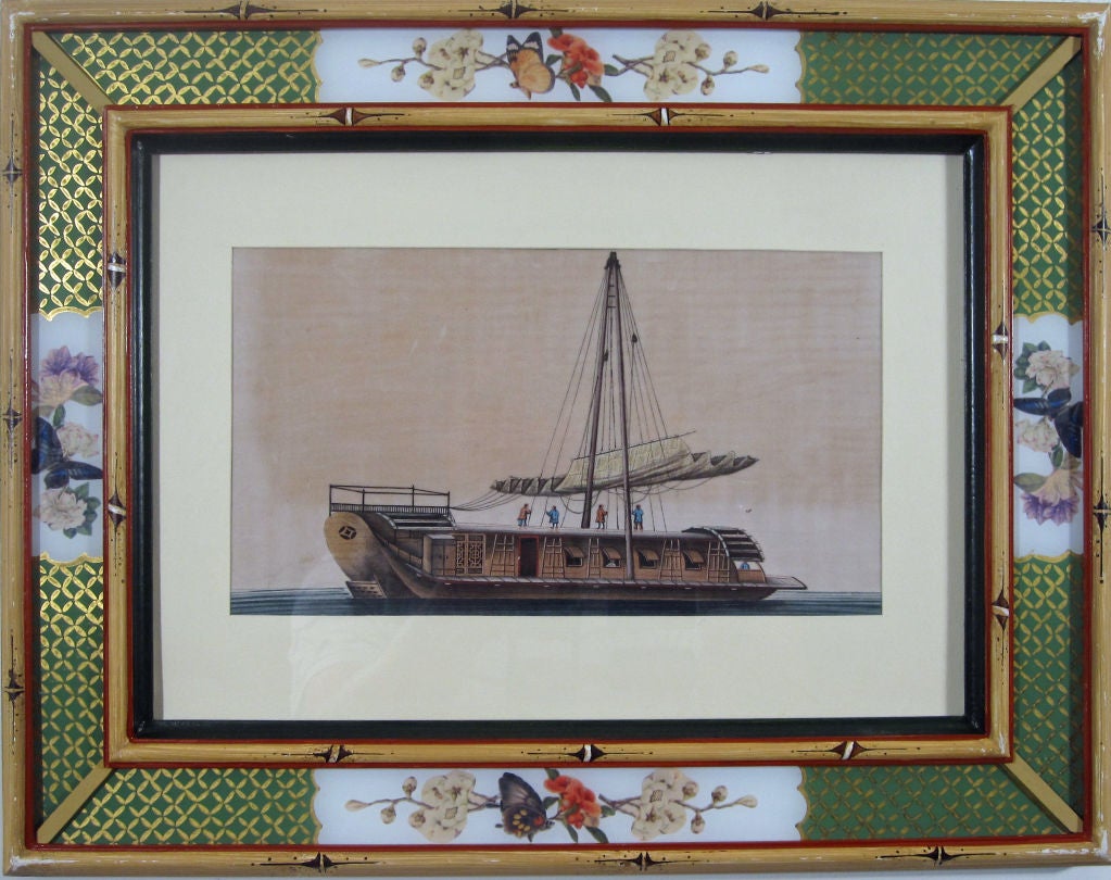 A Set of Six Chinese Watercolours of Chinese Junks and Sampans 1