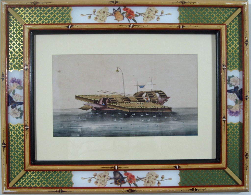 A Set of Six Chinese Watercolours of Chinese Junks and Sampans 2