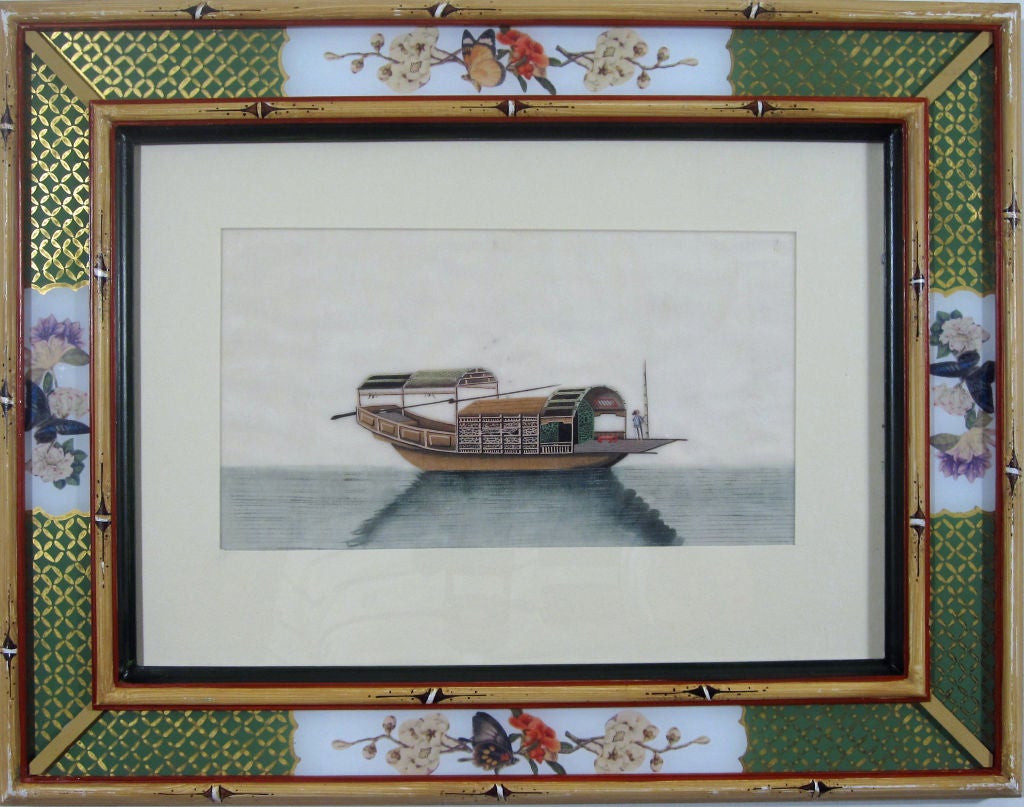 A Set of Six Chinese Watercolours of Chinese Junks and Sampans 3