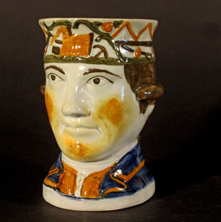 English A Very Large Prattware Mug in the form of Admiral Rodney