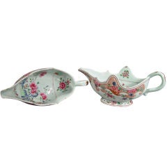 A Pair of Chinese Export Famille Rose Sauce Boats A Pair of Chinese Export Famille Rose Sauce Boats