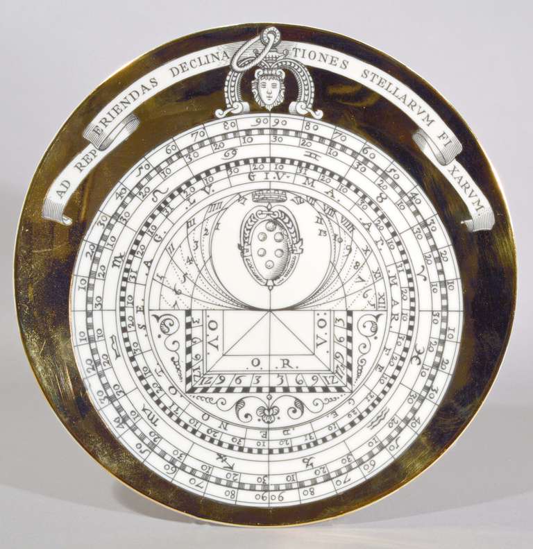 Mid-Century Modern A Set of Six Piero Fornasetti Astrolabe Plates circa 1965-1970