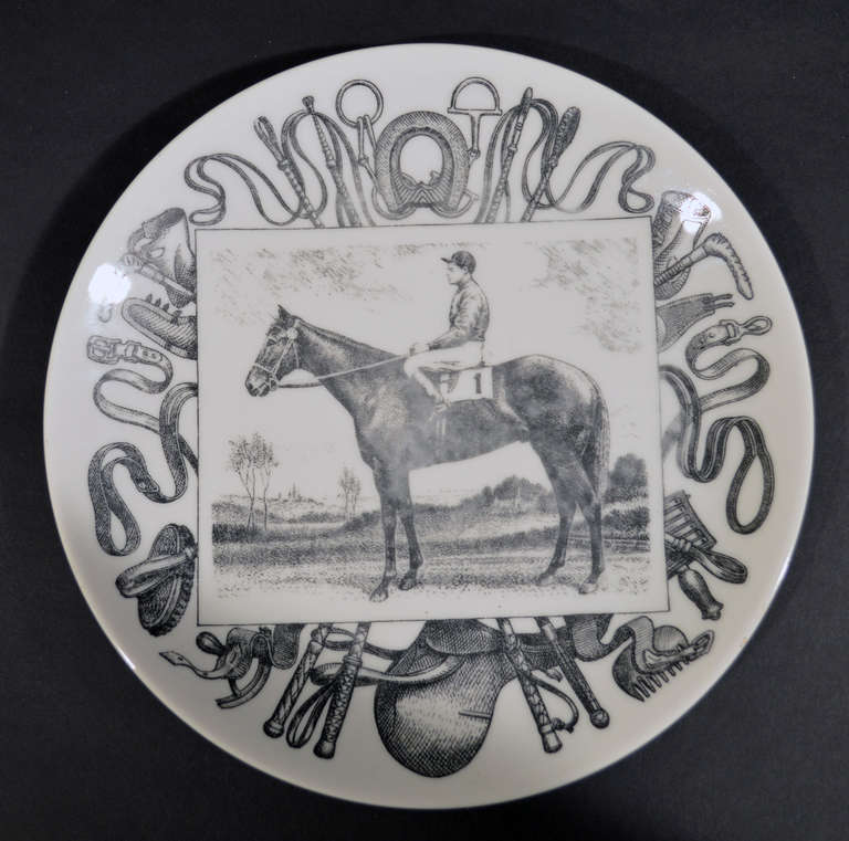 A Set of Six Piero Fornasetti Italian Grand Champion Horse and Jockey Plates 2