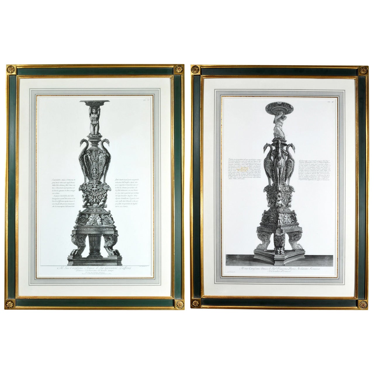 Giovanni Battista Piranesi Pair of Monumental Framed Etchings of Candleabra.