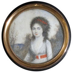 A French Portrait Miniature of a Lady Mounted in a Horn Box