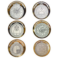 Retro A Set of Six Piero Fornasetti Astrolabe Plates circa 1965-1970