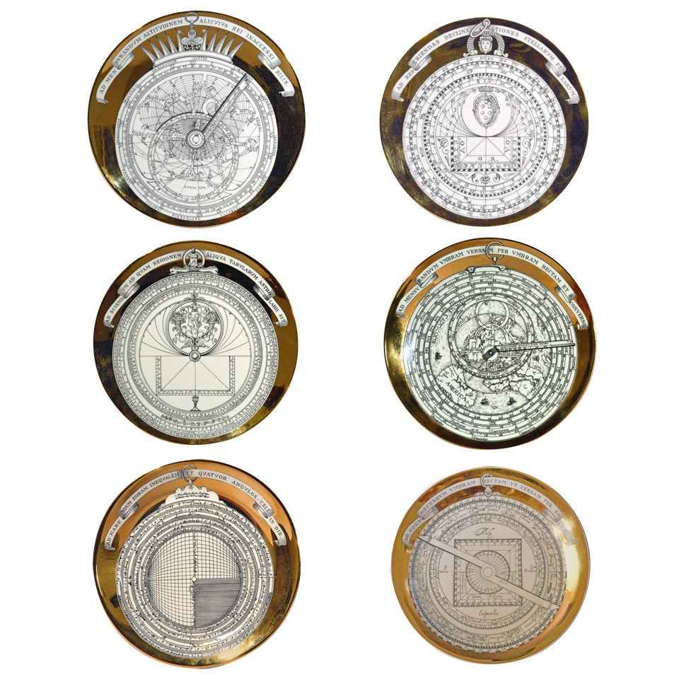A Set of Six Piero Fornasetti Astrolabe Plates circa 1965-1970