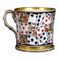 Antique A Rare Coalport Porcelain Playing Card Mug