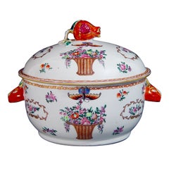 A Circular Chinese Export Famille Rose Tureen and Cover