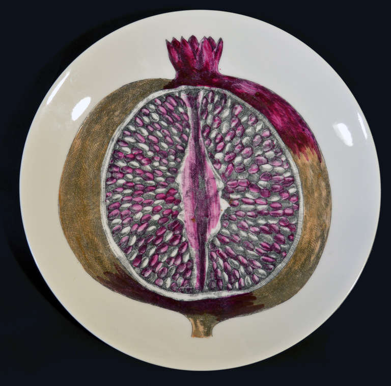 Mid-Century Modern Nine Piero Fornasetti Vintage Fruit Plates