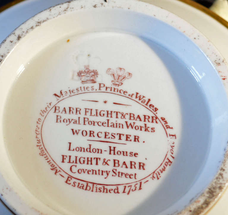 19th Century A Barr, Flight & Barr Worcester Porcelain Footed Cup & Saucer