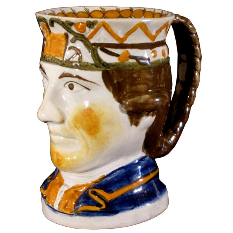 An Large Prattware Mug depicting Admiral George Rodney.