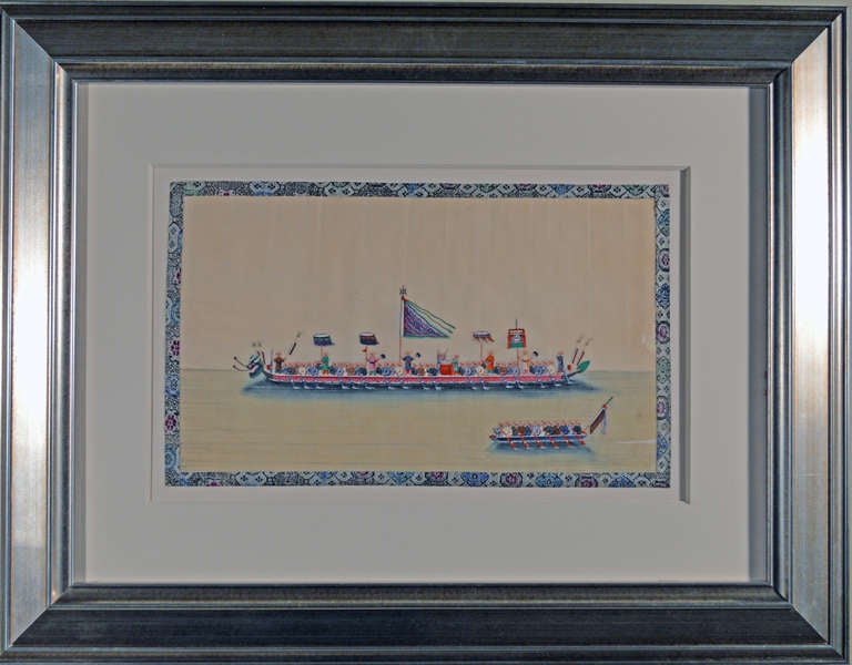 A Set of Twelve Large China Trade Watercolours of Junks and Sampans In Good Condition In Downingtown, PA