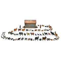 Antique German Noah's Ark with 180 Animals as well as Noah and his Wife