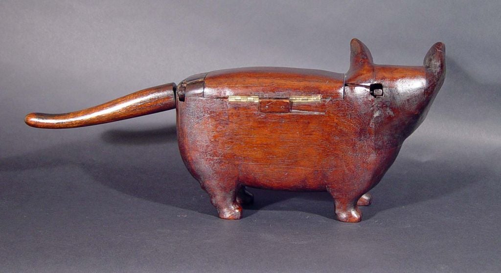 19th Century A Rare Folk Art Articulated Cat Box