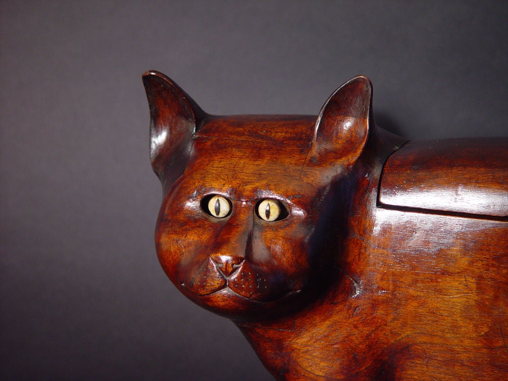 A Rare Folk Art Articulated Cat Box 1