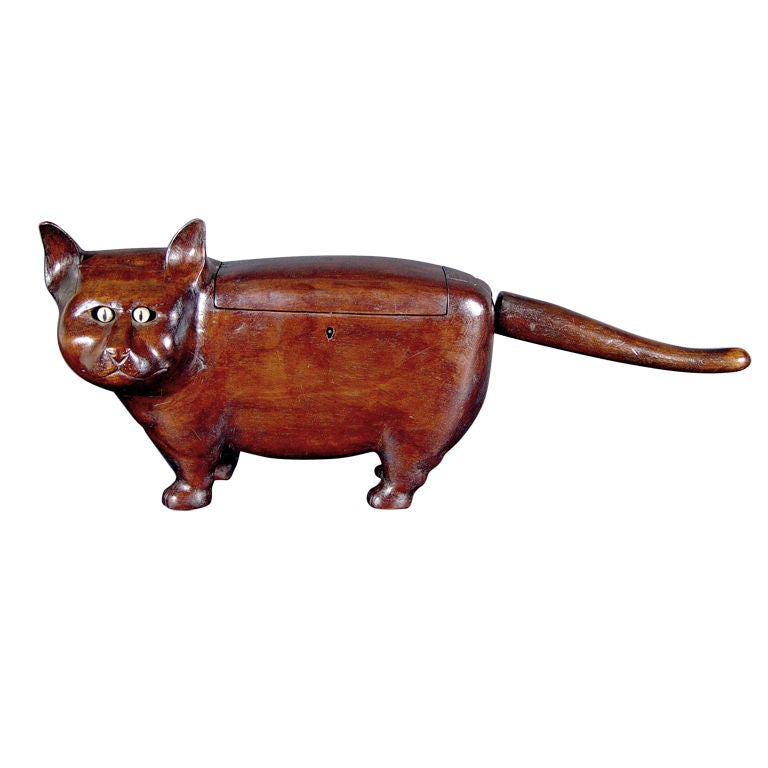 A Rare Folk Art Articulated Cat Box