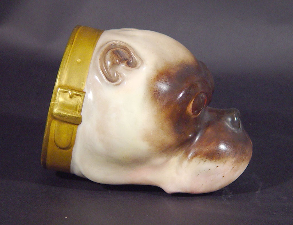 German An Unusual Stirrup Cup in the form of a Pug