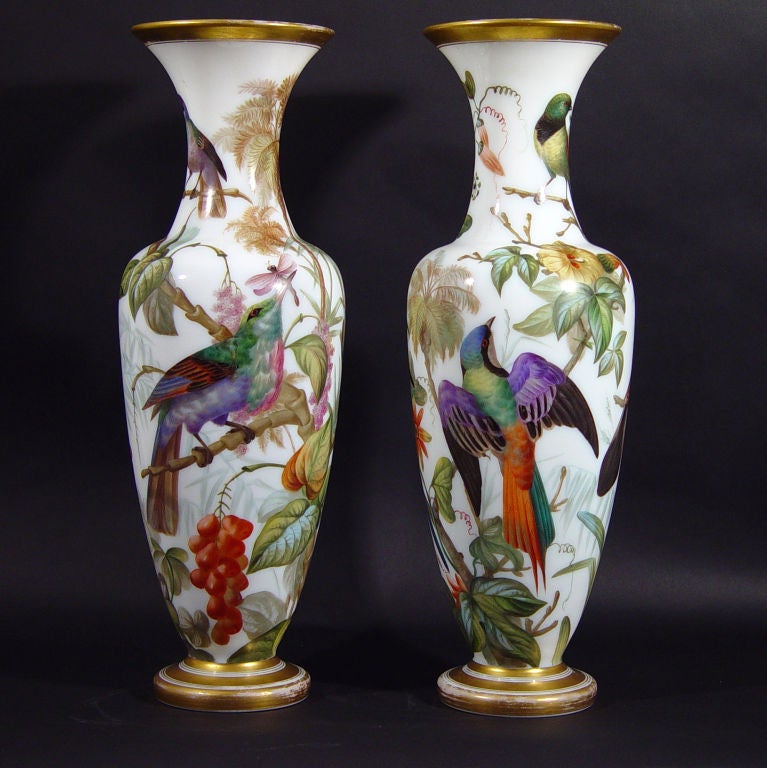 19th Century A Superb Pair of French Opaline Vases