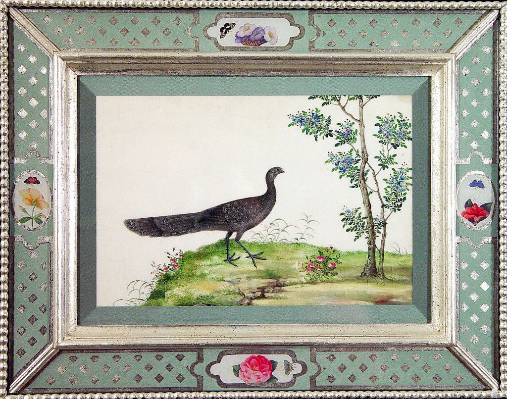 A Set of Six Chinese Watercolours of Birds in Églomisé  Frames 4