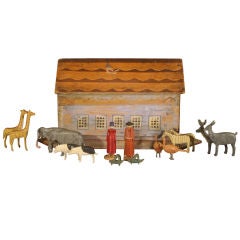 Antique A German Noah's Ark with 180 Animals and Noah and his Wife.