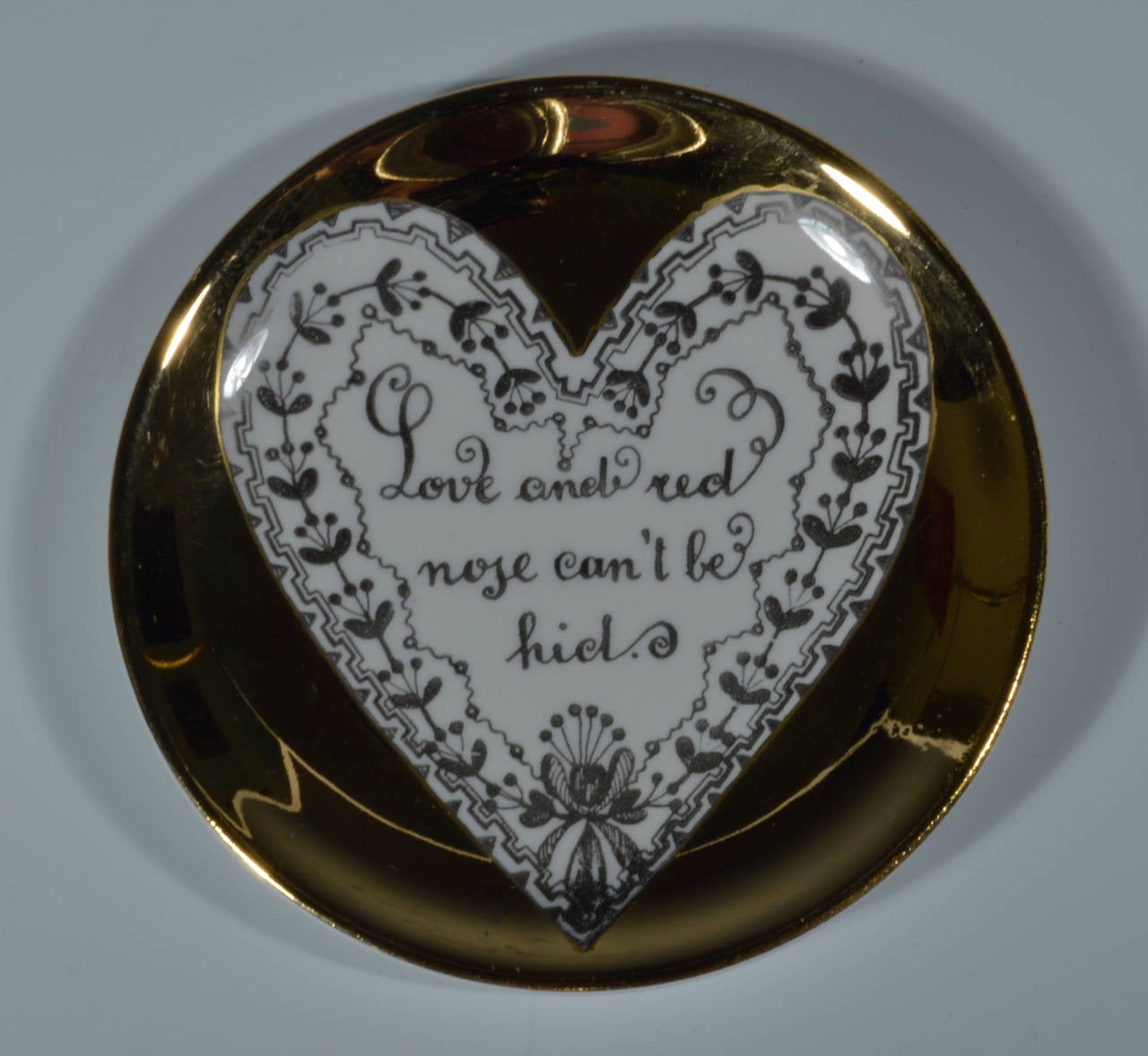 Italian Piero Fornasetti Porcelain Boxed Coaster Set with Love, Hearts and Sayings