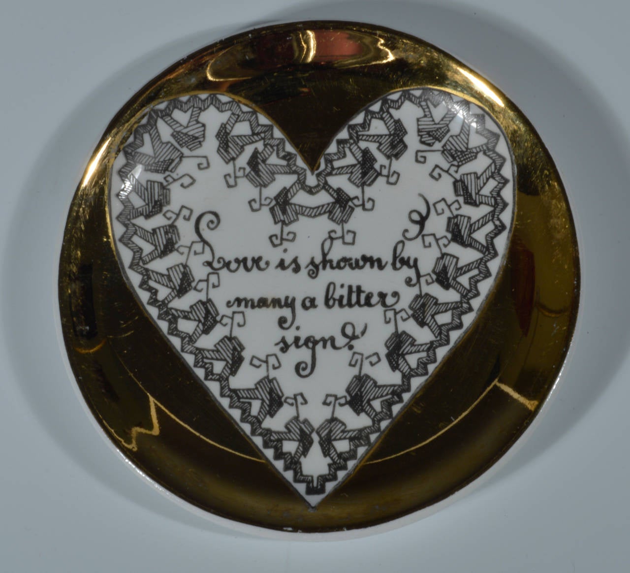 Mid-20th Century Piero Fornasetti Porcelain Boxed Coaster Set with Love, Hearts and Sayings
